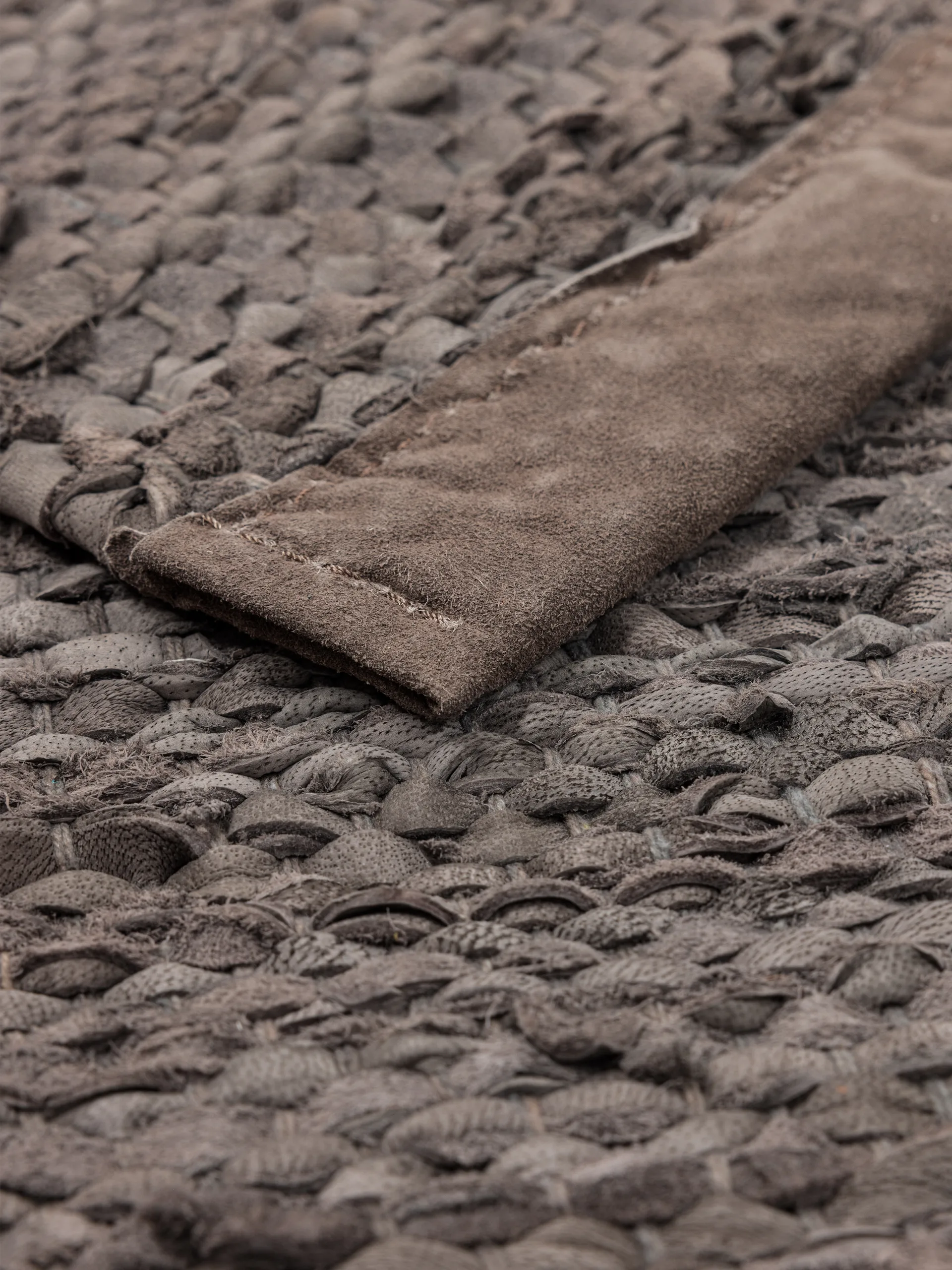 Δερμάτινο χαλί 65x135 cm, ξύλο (καφέ) Rug Solid
