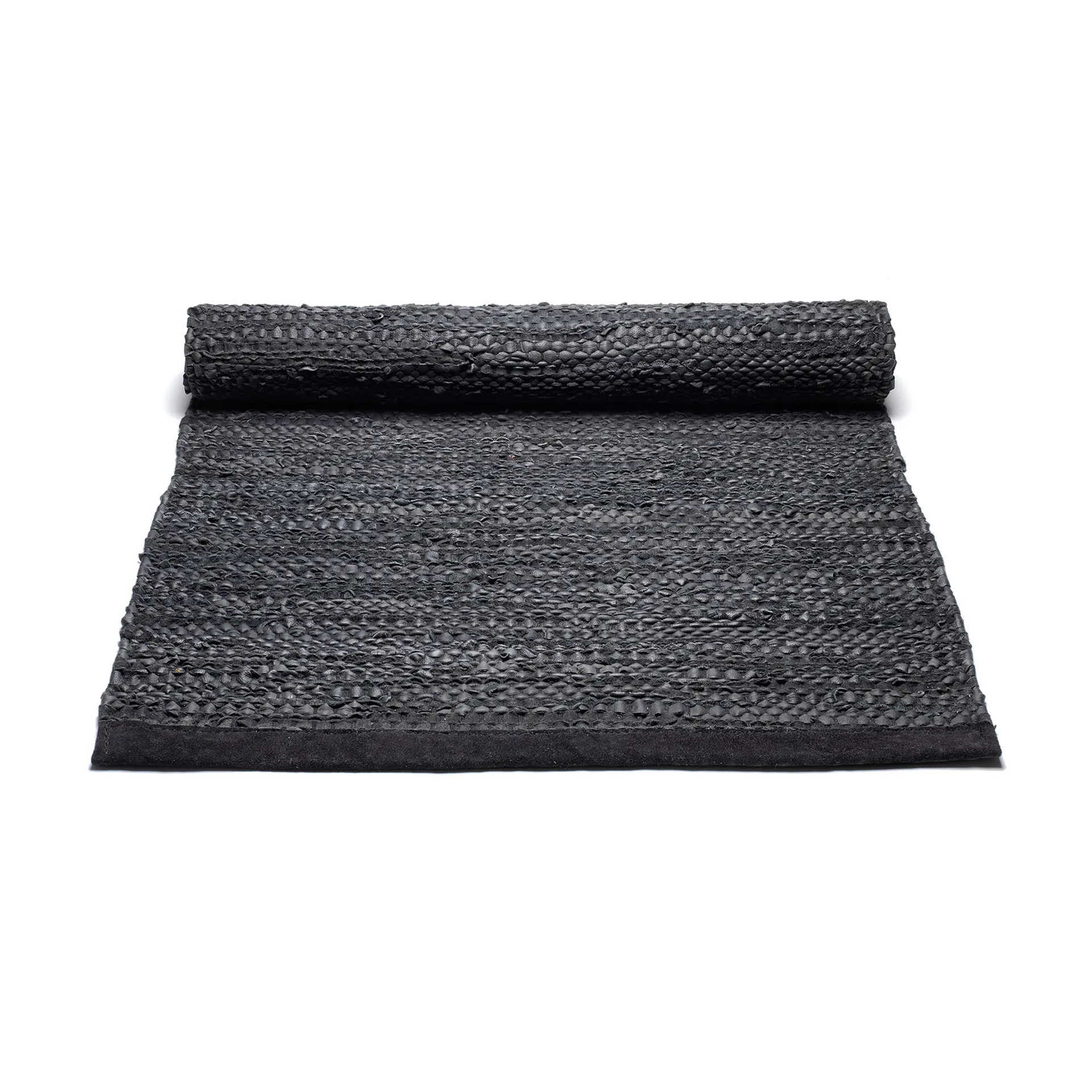 Δερμάτινο χαλί 65x135 cm, μαύρο (μαύρο) Rug Solid