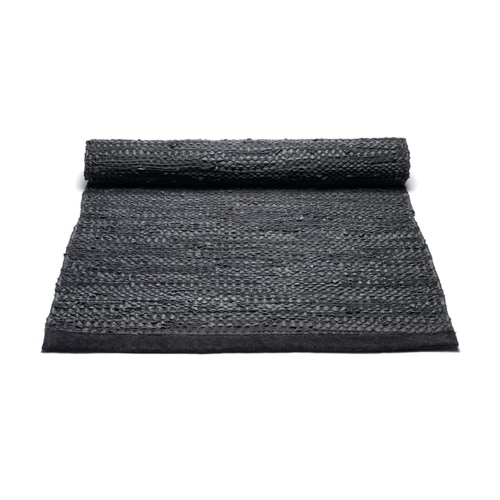 Δερμάτινο χαλί 65x135 cm, μαύρο (μαύρο) Rug Solid
