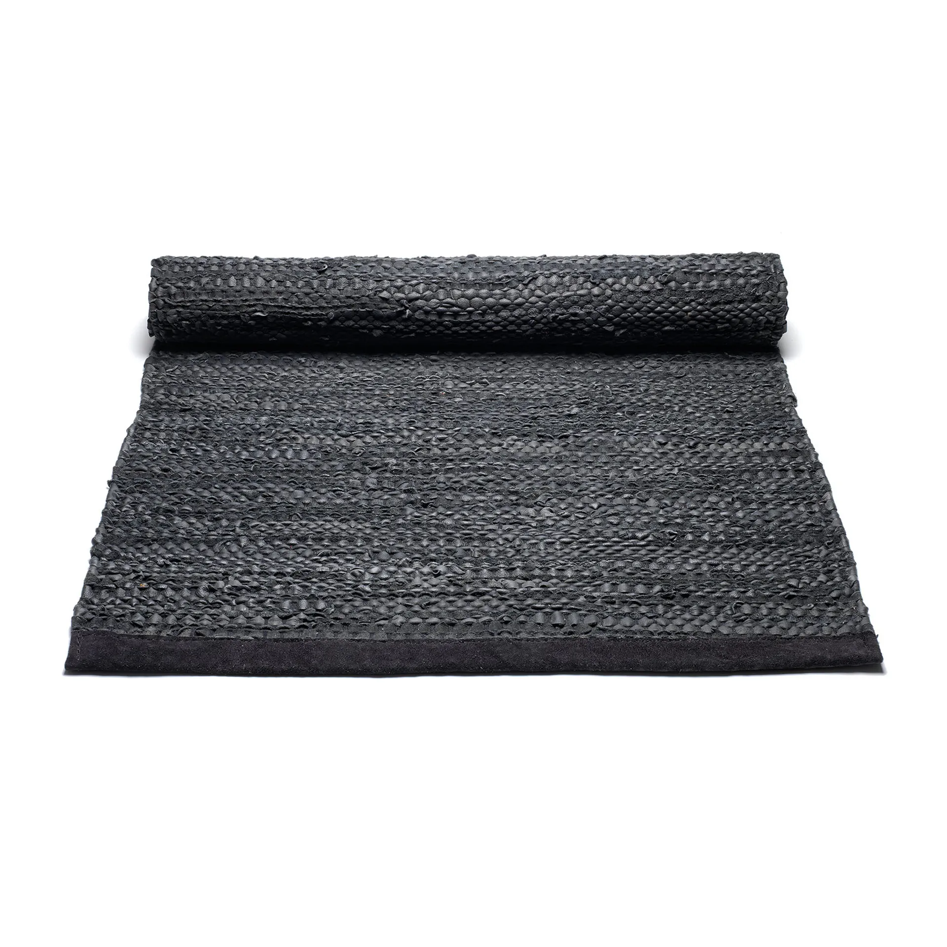 Δερμάτινο χαλί 75x200 cm, μαύρο (μαύρο) Rug Solid