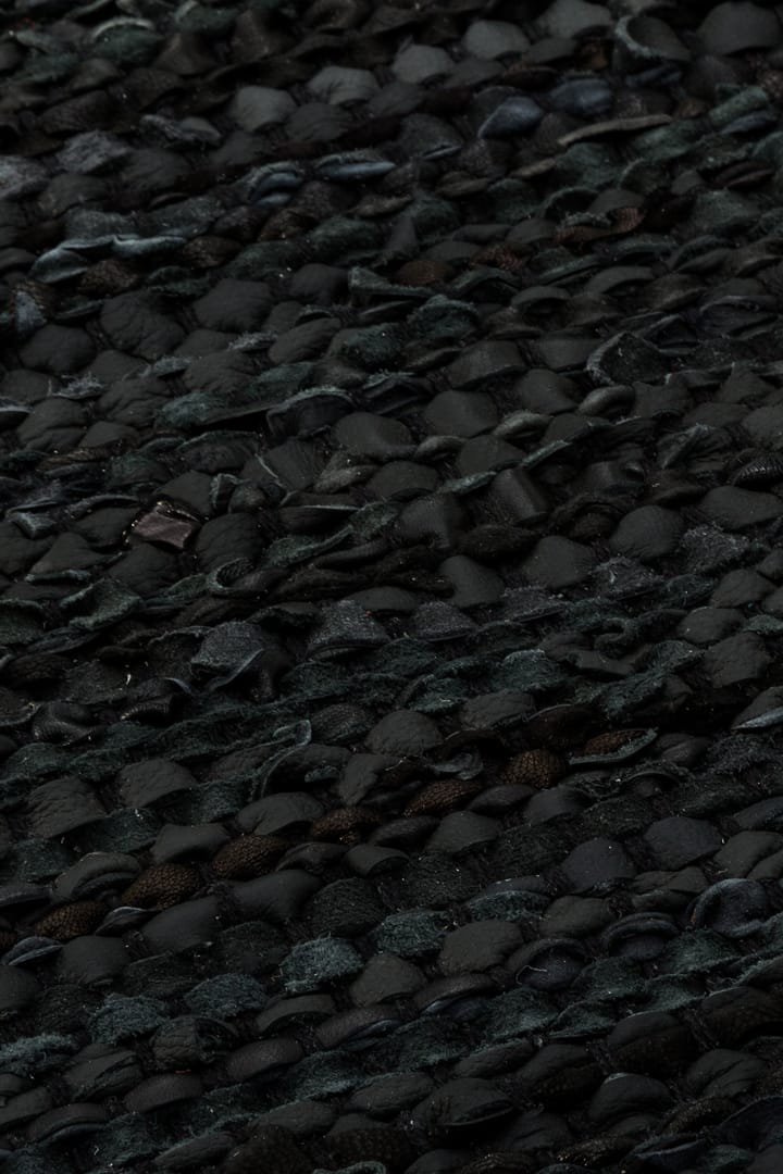Δερμάτινο χαλί 75x300 cm, μαύρο (μαύρο) Rug Solid