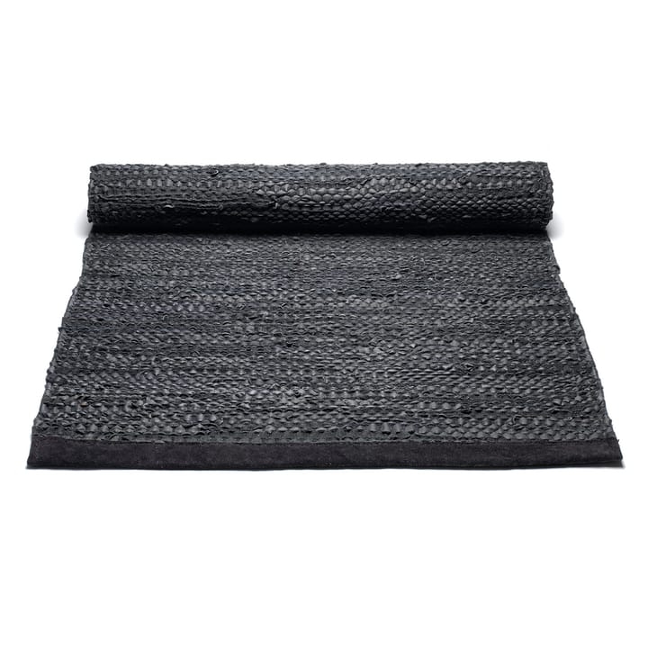 Δερμάτινο χαλί 75x300 cm, μαύρο (μαύρο) Rug Solid