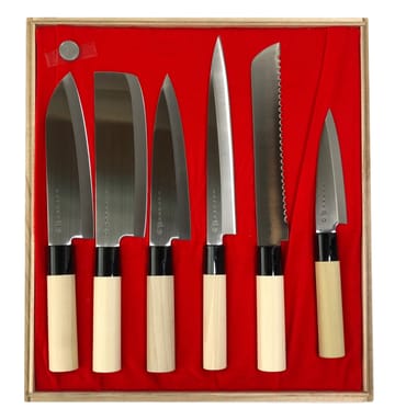 Σετ μαχαιριών σε κουτί balsa 35x38 εκ - 6 μέρη - Satake