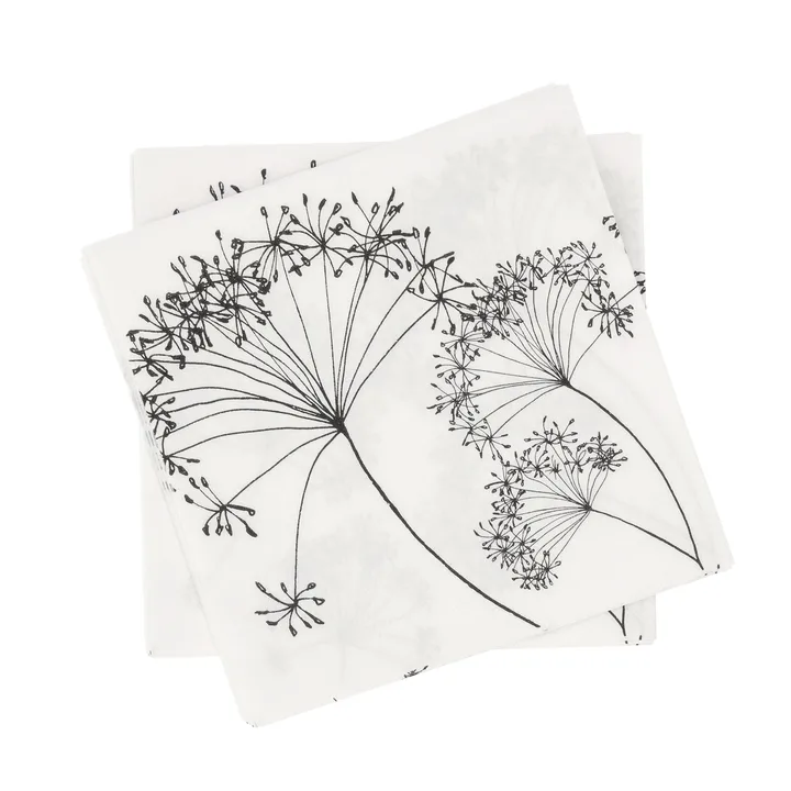 Botanical χάρτινη πετσέτα - Λευκό-μαύρο, 20-pack, 33x33 εκ. - Scandi Essentials