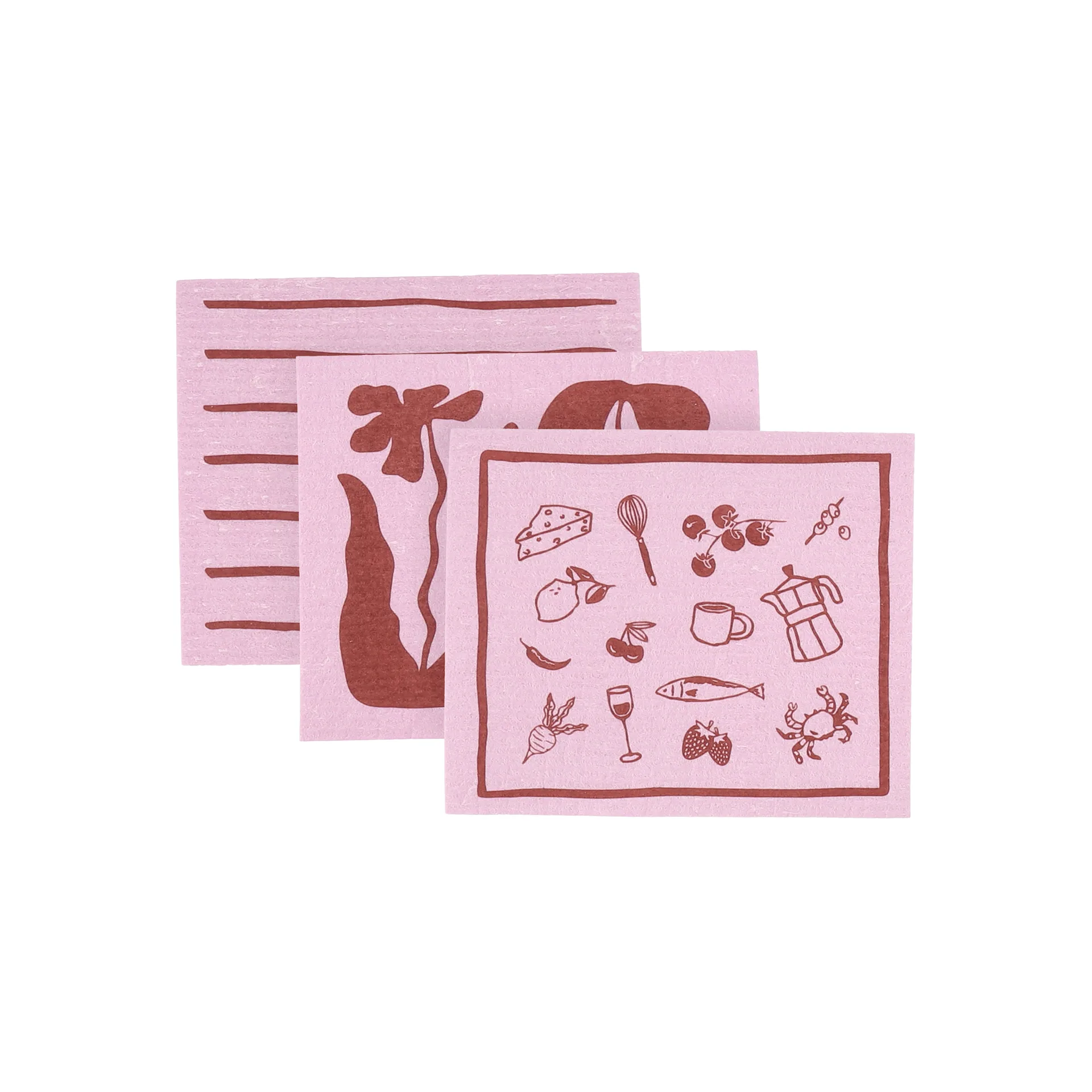 Daily πανί πιάτων με μοτίβο, Rosa, σετ 3 τεμαχίων Scandi Essentials