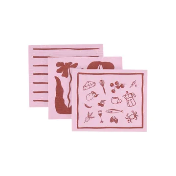 Daily πανί πιάτων με μοτίβο - Rosa, σετ 3 τεμαχίων - Scandi Essentials