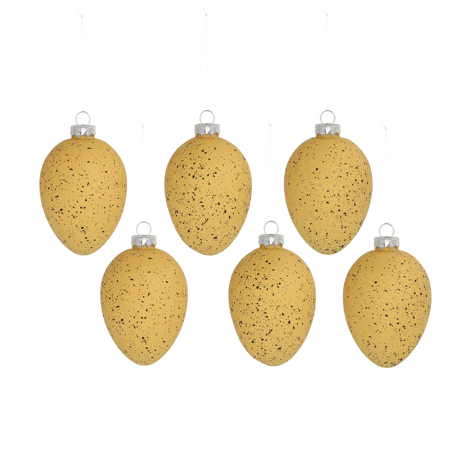 Brooding γυάλινα αυγά 8 cm σε συσκευασία των 6, Κίτρινο Scandi Living