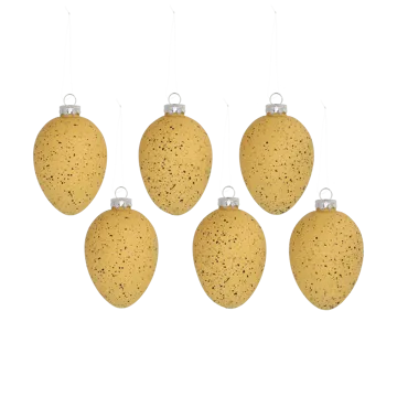 Brooding γυάλινα αυγά 8 cm σε συσκευασία των 6 - Κίτρινο - Scandi Living