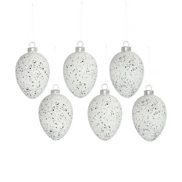 Brooding γυάλινα αυγά 8 cm σε συσκευασία των 6 - Λευκό - Scandi Living