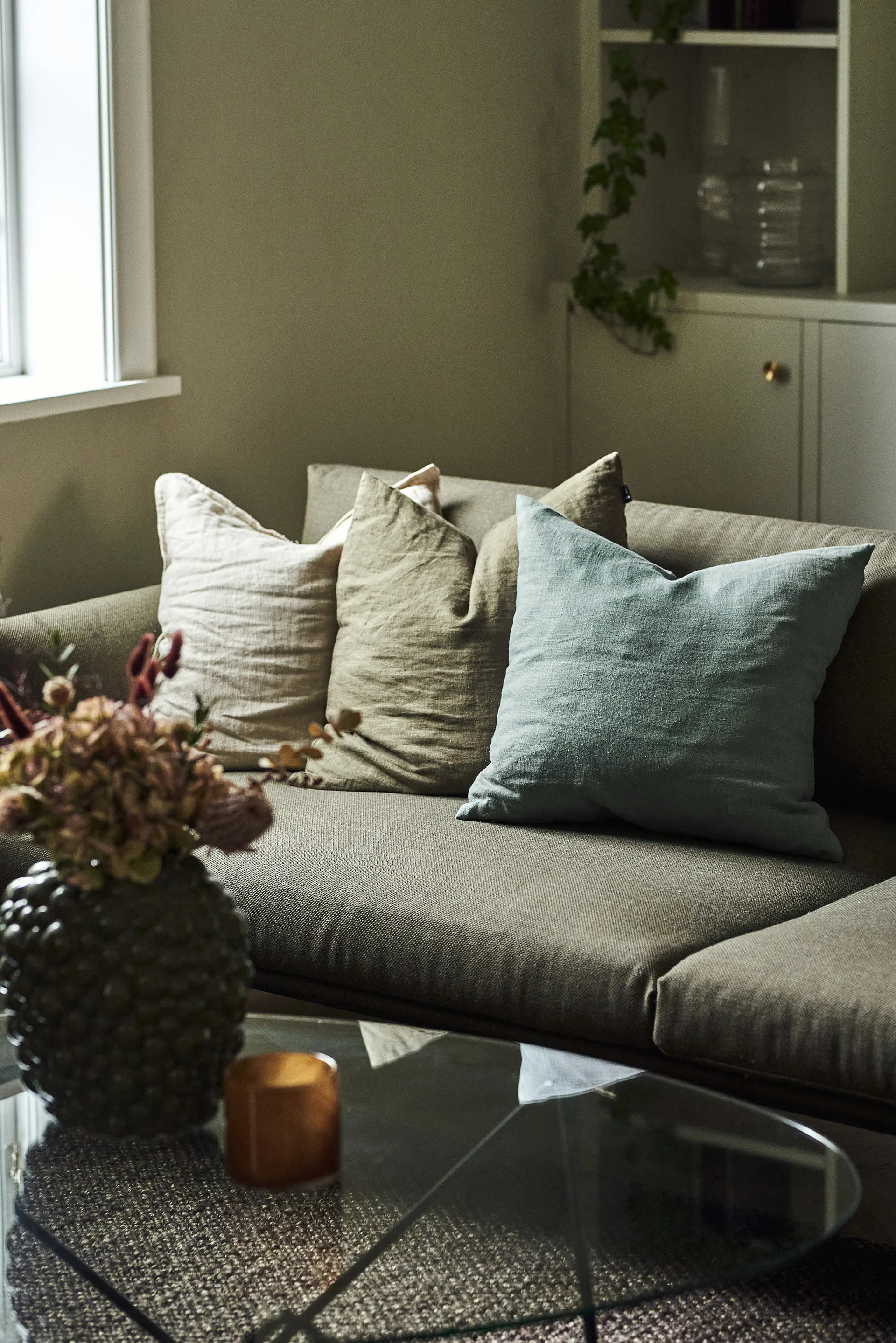 Calm μαξιλαροθήκη λινή 50x50 cm, Φιμέ μπλε Scandi Living