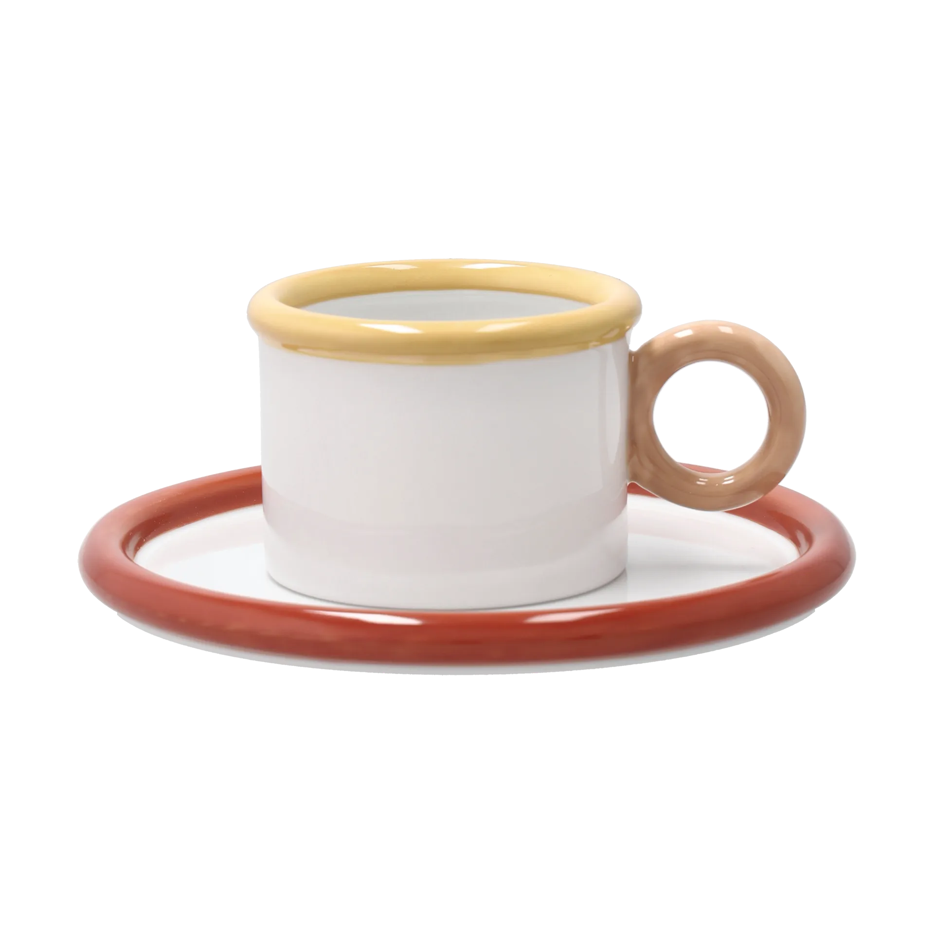 Chunky φλιτζάνι με πιατάκι, Κόκκινο-κίτρινο Scandi Living