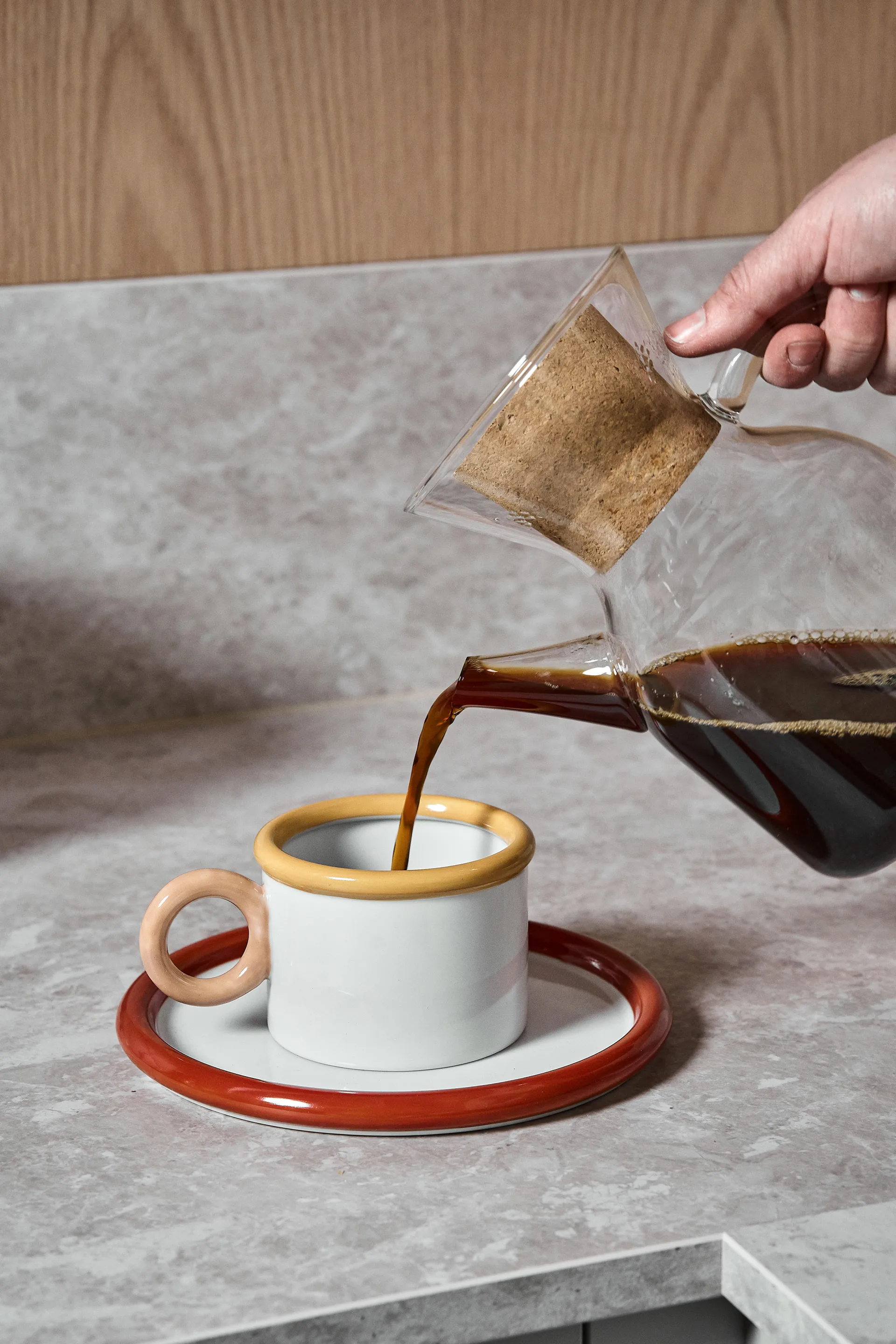 Chunky φλιτζάνι με πιατάκι, Κόκκινο-κίτρινο Scandi Living