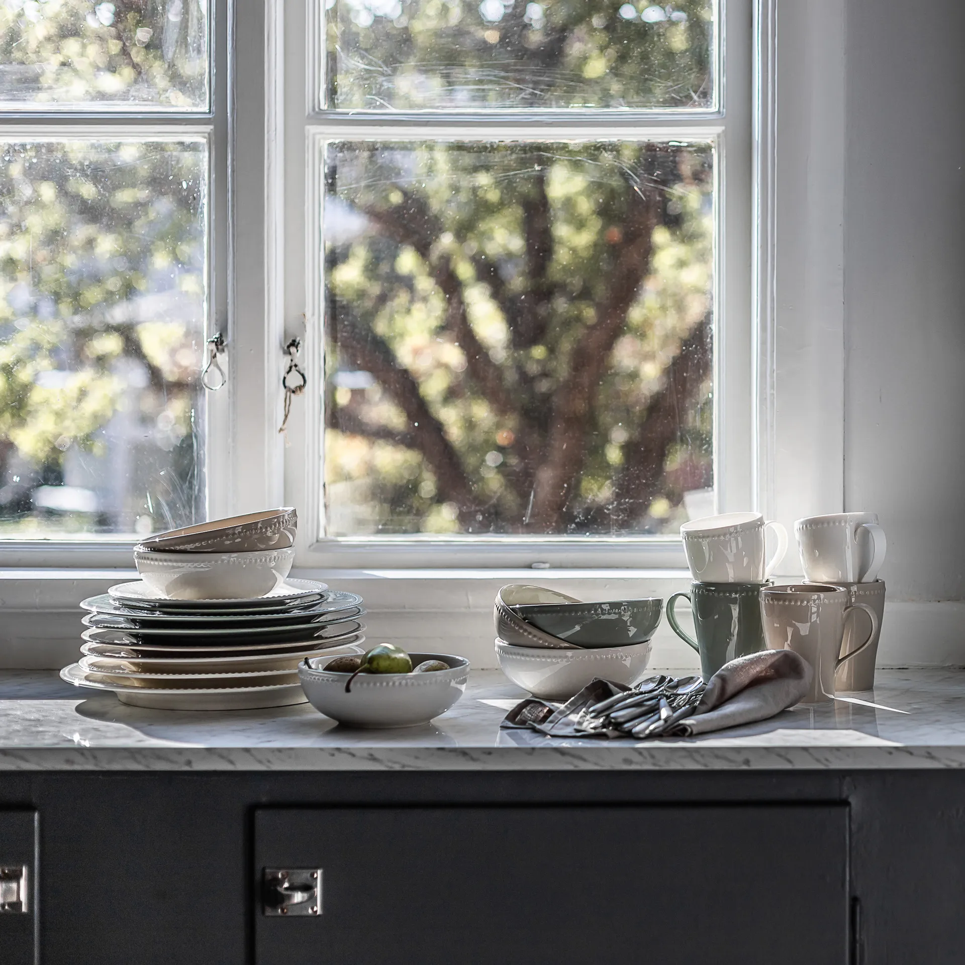 Dots μικρό πιάτο 22 cm Συσκευασία με 4 τεμ., Κρεμ λευκό Scandi Living