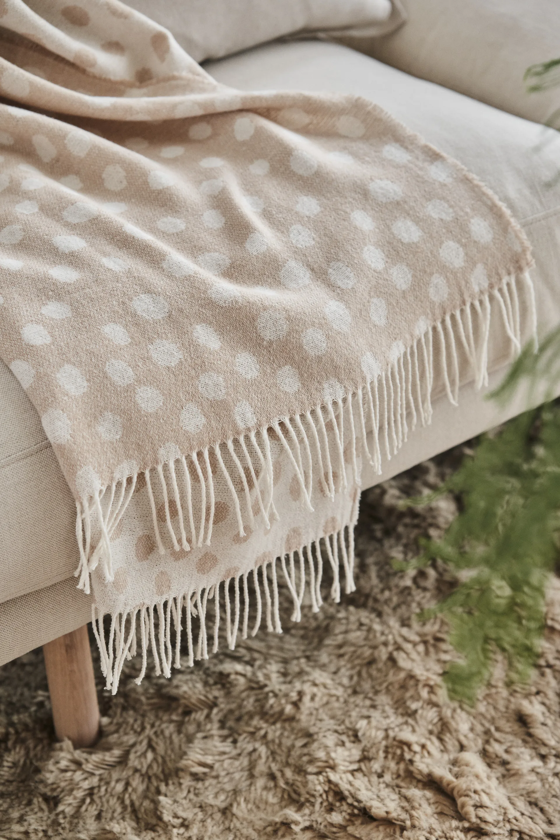 Droplets βαμβακερό ριχτάρι 130x185 cm, Μπεζ Scandi Living