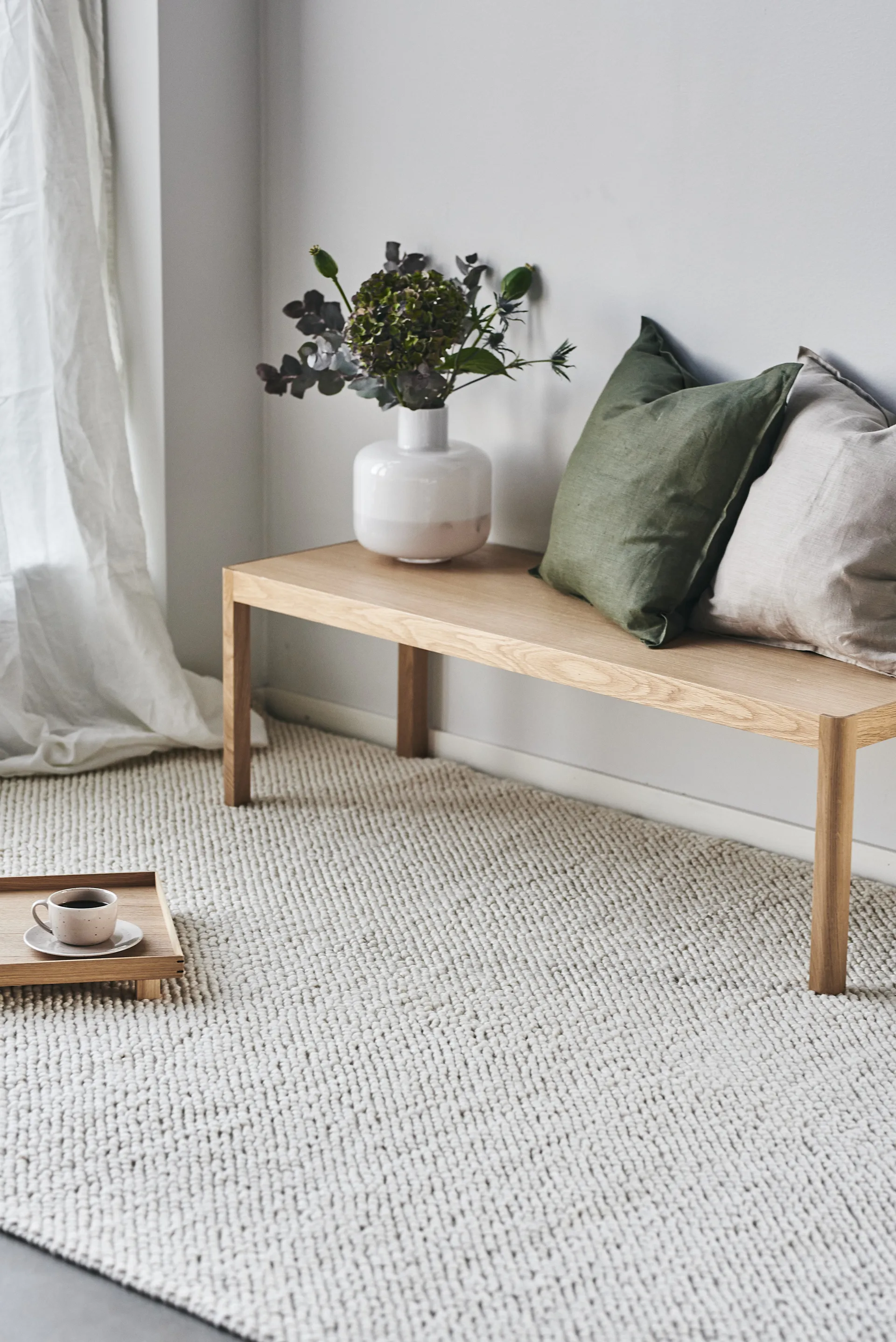 Flock μάλλινο χαλί φυσικό λευκό, 170x240 cm Scandi Living