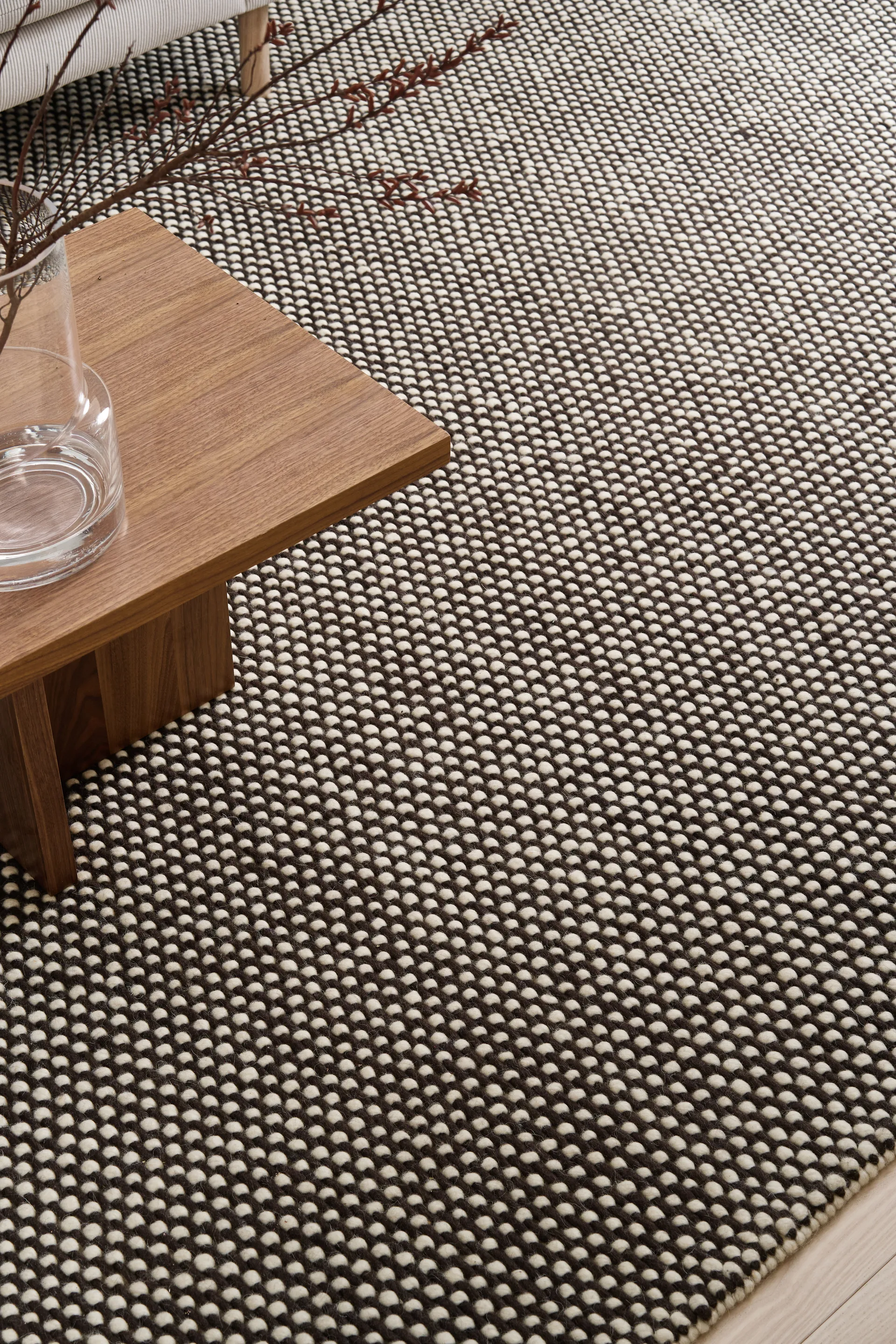 Hill μάλλινο χαλί λευκό/καφέ, 170x240 cm Scandi Living