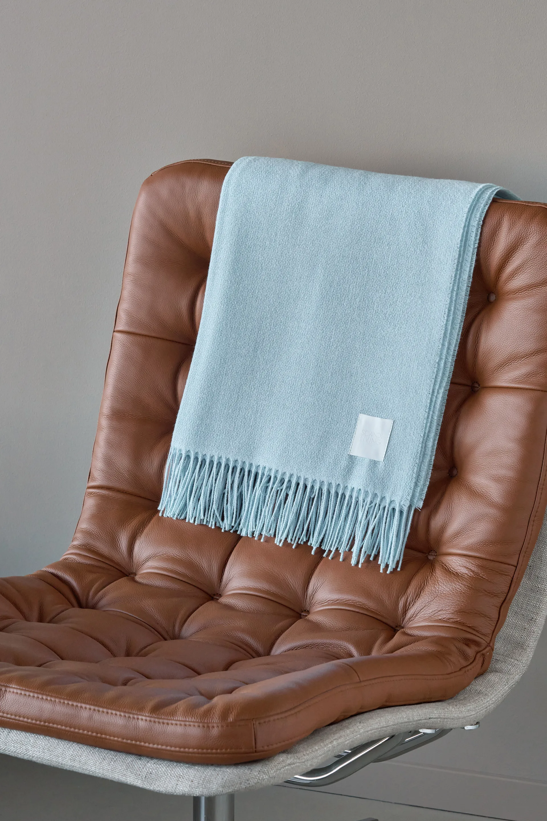Loom βαμβακερή πλεκτή κουβέρτα 125x170 εκ., Sky blue Scandi Living