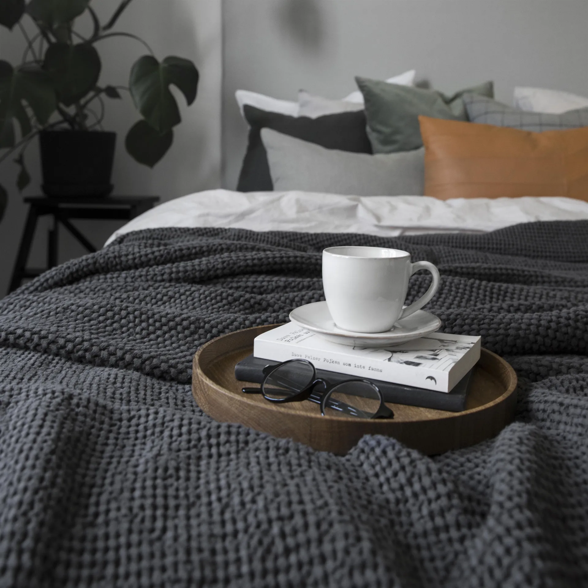 Moss κάλυμμα κρεβατιού 260x260 cm, κάρβουνο (γκρι) Scandi Living