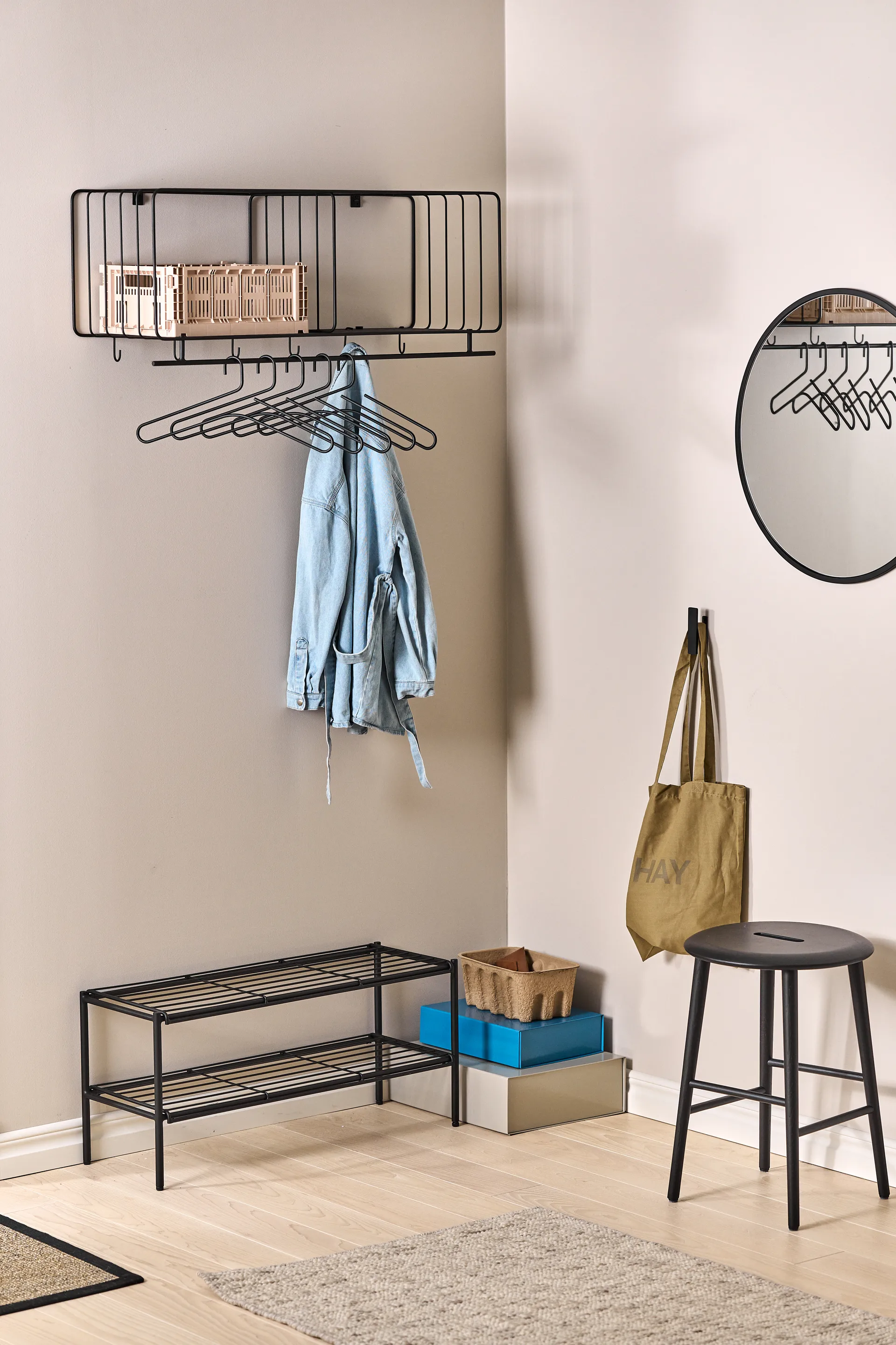 Ράφι καπέλων Nod 90 cm, Black Scandi Living