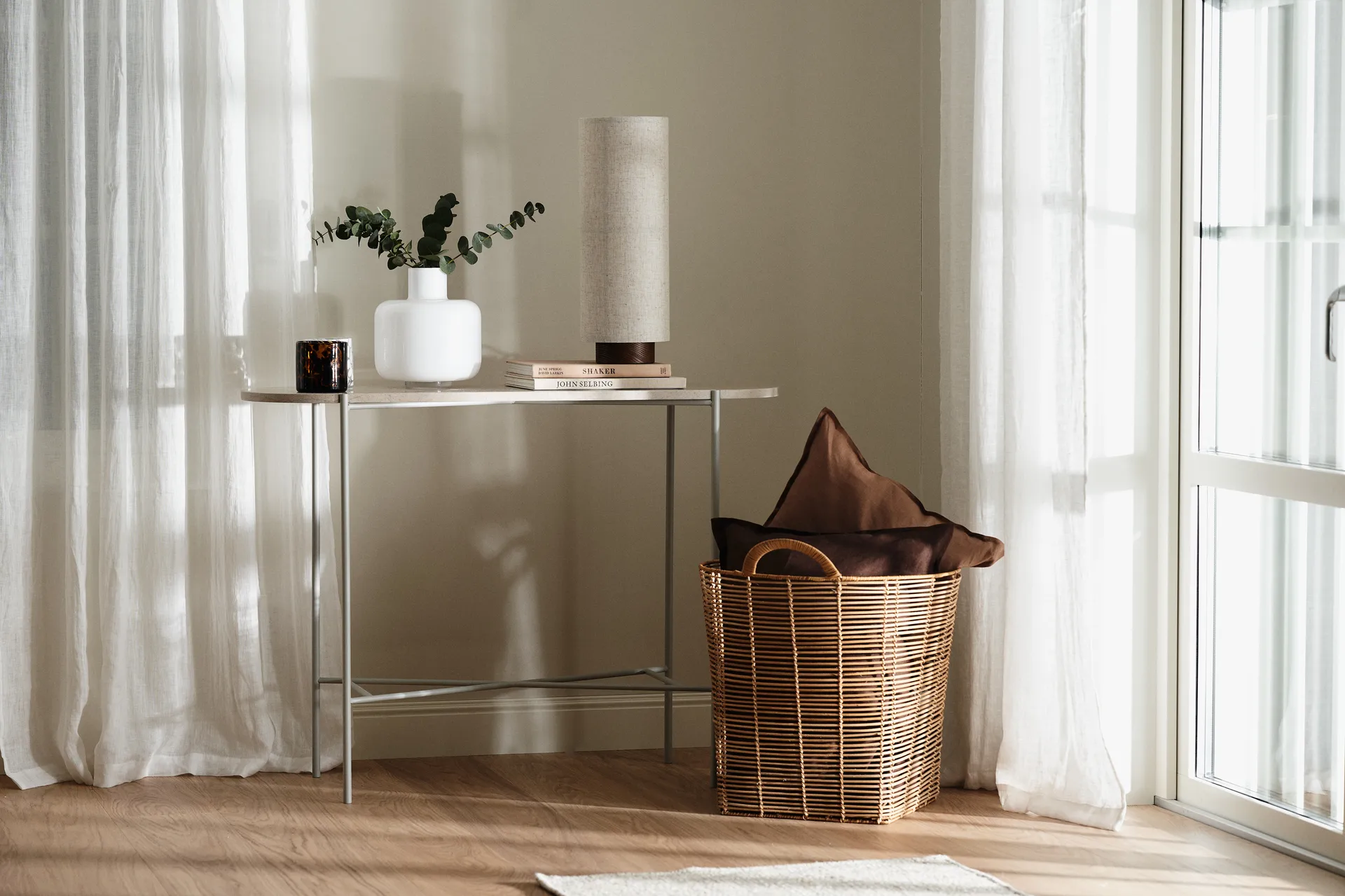 Κουρτίνα, Serenity, με πολλές λωρίδες 129x250 εκ, Λευκό Scandi Living