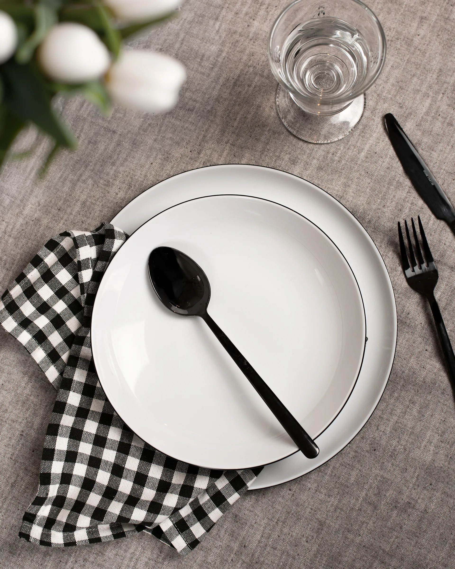 Lido black line service set 12 τεμάχια, Λευκό με μαύρο στην άκρη Seltmann Weiden