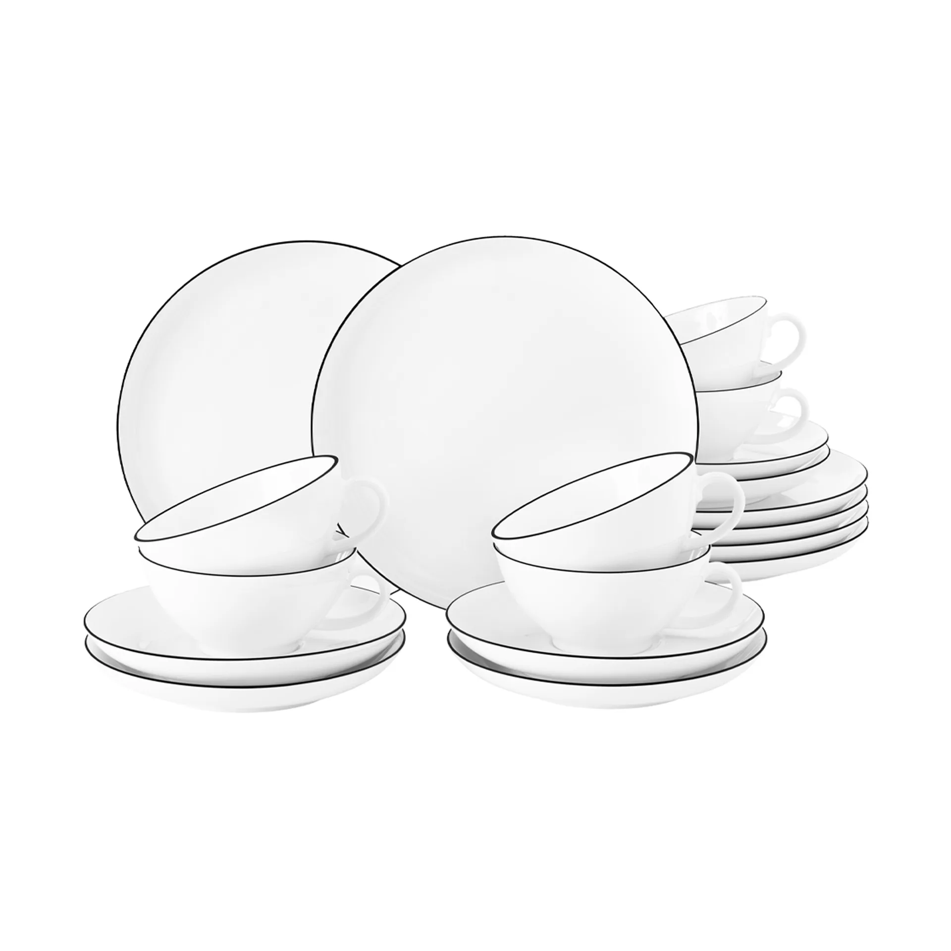 Lido black line tea service 18 τεμάχια, Λευκό με μαύρο στην άκρη Seltmann Weiden