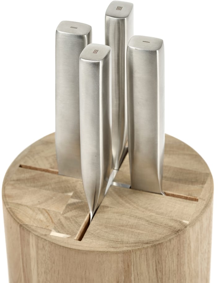 Σετ μαχαιριών και βάση με μπλοκ μαχαιριών 5 τεμαχίων - Wood-steel grey - Serax