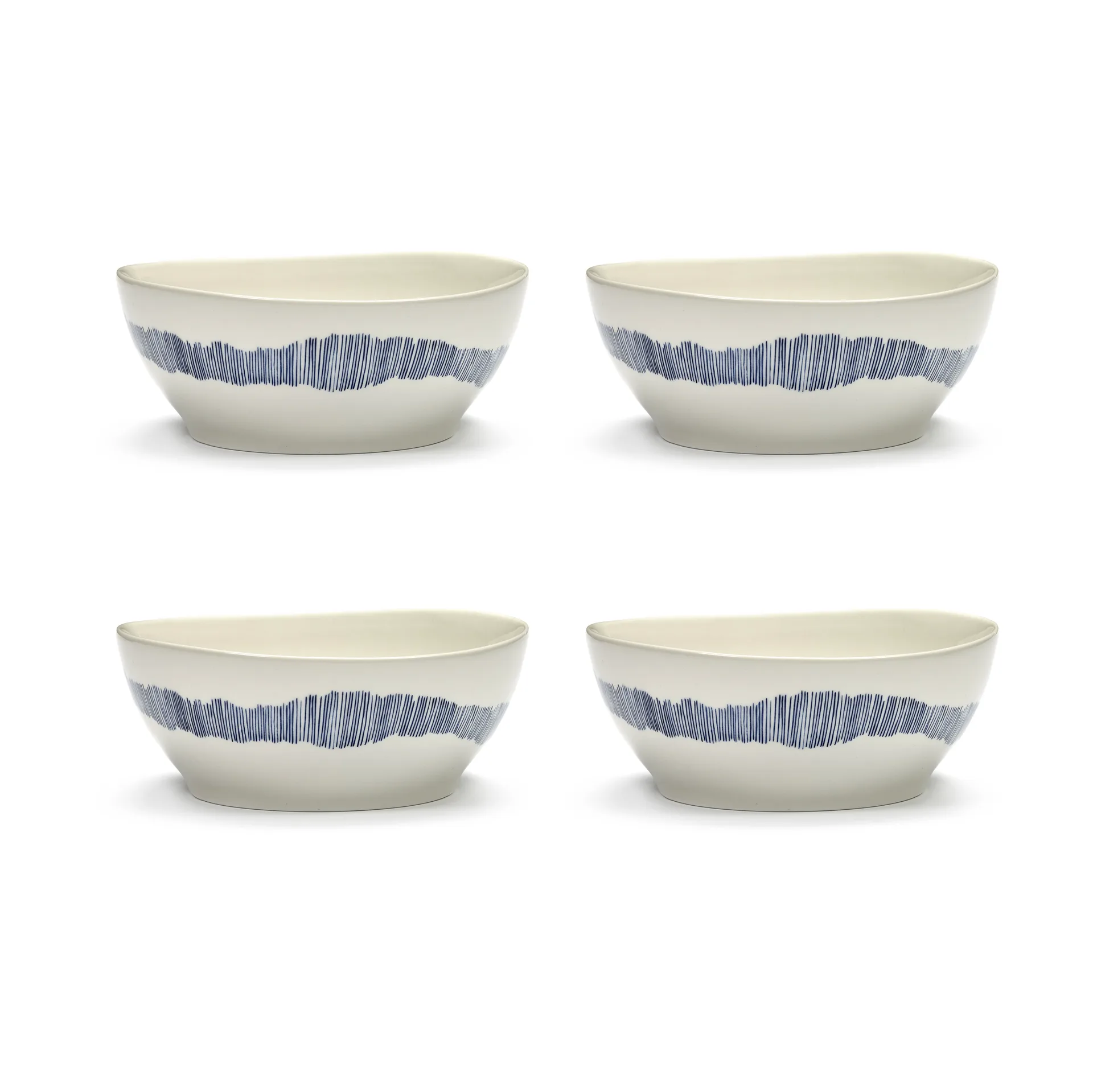 Ottolenghi Feast μπολ L Ø17 cm συσκευασία 4 τεμαχίων, White-stripes blue Serax
