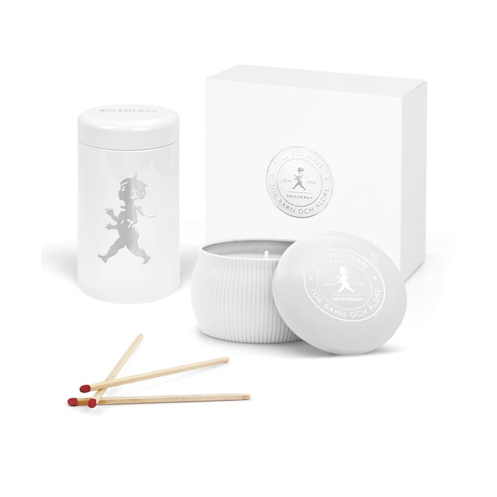 Κουτί δώρου Solstickan με αρωματικά κεριά + κουτί σπίρτων - Λευκό - αρωματικό κερί ευκάλυπτος - Solstickan Design