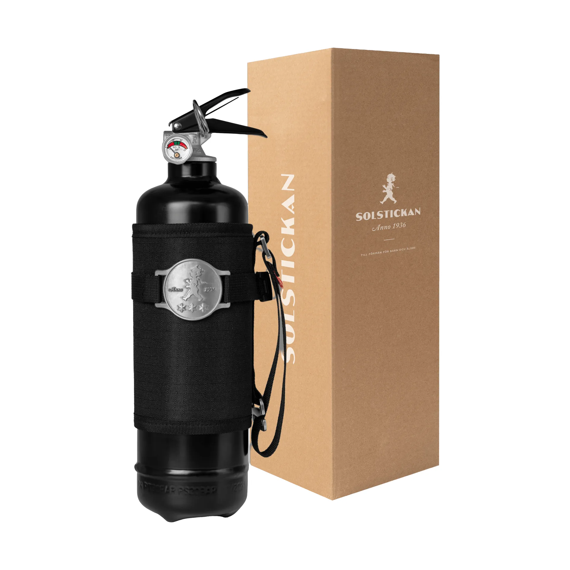Solstickan πυροσβεστήρας 1 kg, Outdoor edition, Μάυρο Solstickan Design
