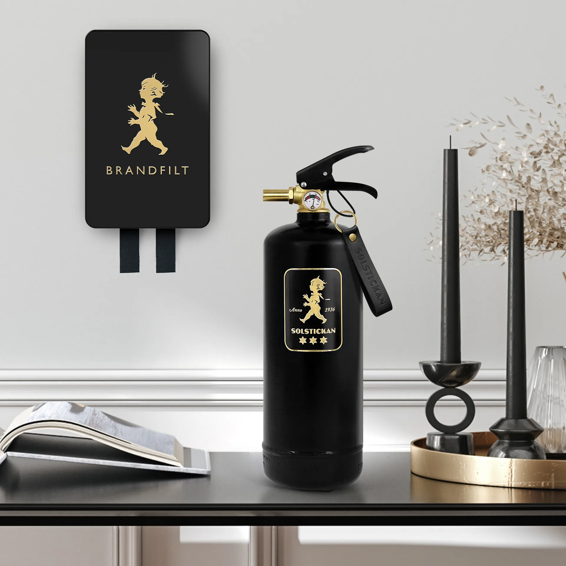 Solstickan κουβέρτα πυρασφάλειας 120x120 εκ. 2023, Μαύρος-χρυσός Solstickan Design