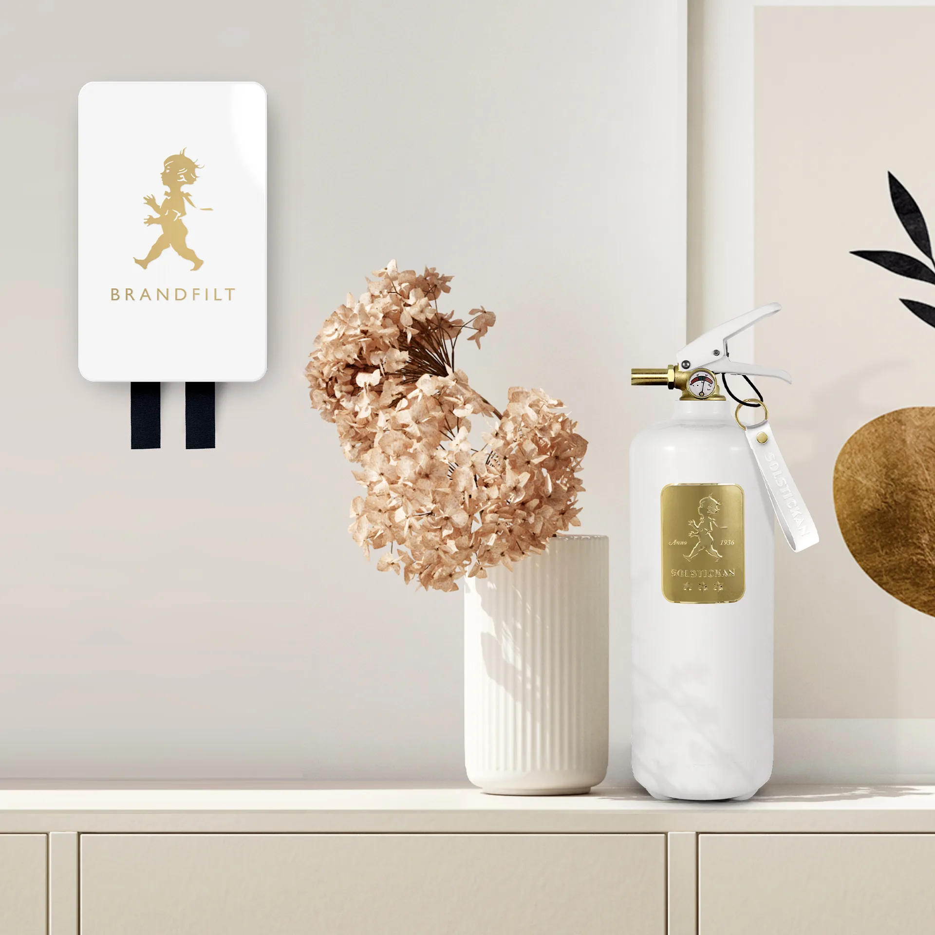 Solstickan κουβέρτα πυρασφάλειας 120x120 εκ. 2023, Λευκό-χρυσαφί Solstickan Design