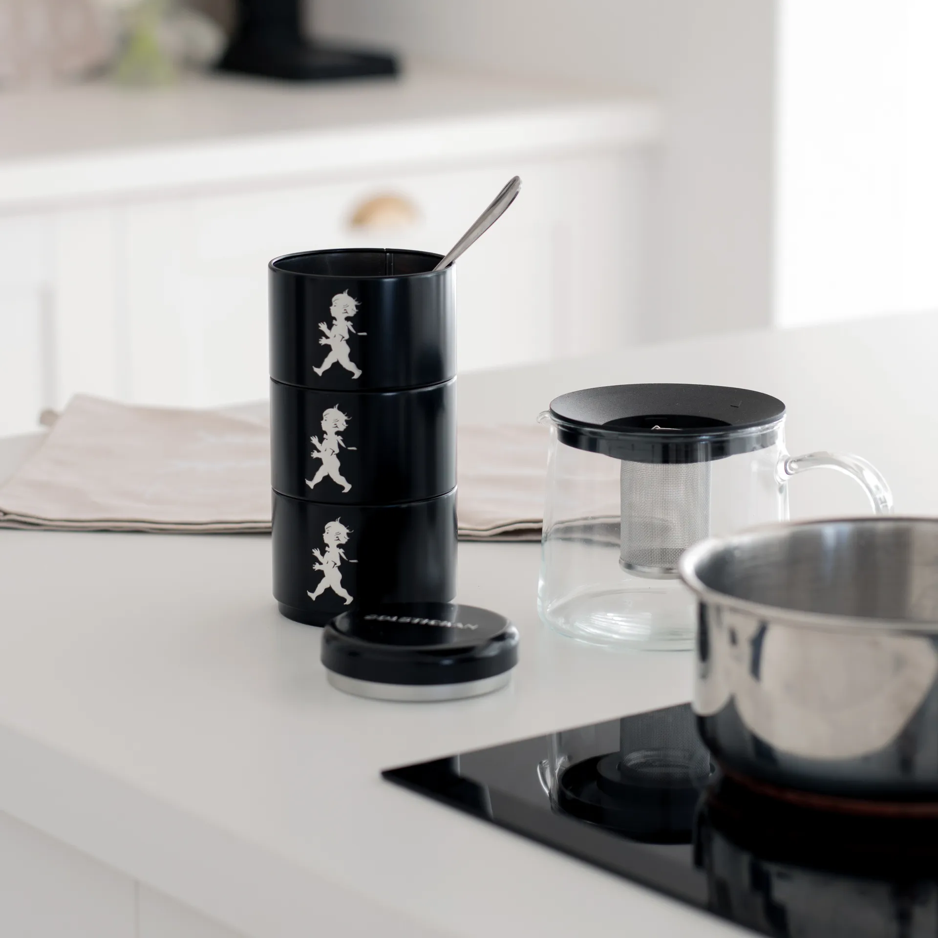 Δοχείο αποθήκευσης Solstickan τριών κομματιών 8,5 εκ, Μαύρο Solstickan Design