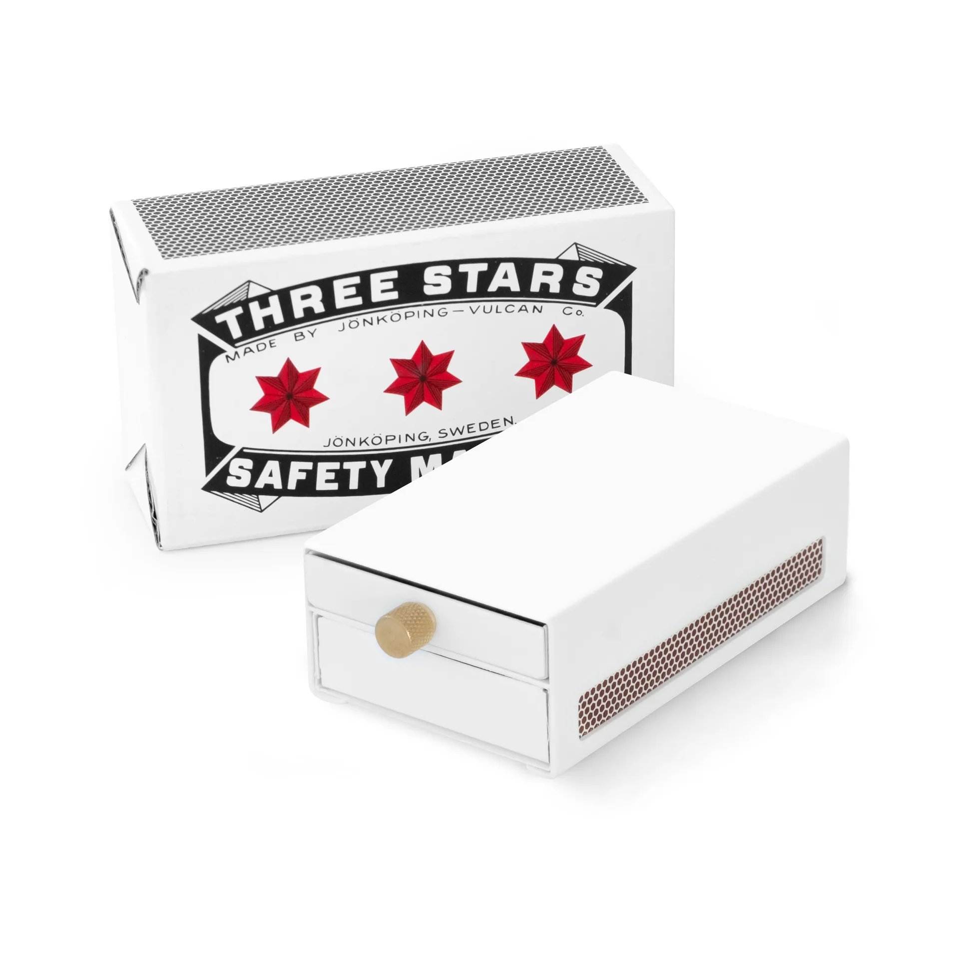 Θήκη για σπίρτα Three Stars μεγάλου μεγέθους, Άσπρο Solstickan Design