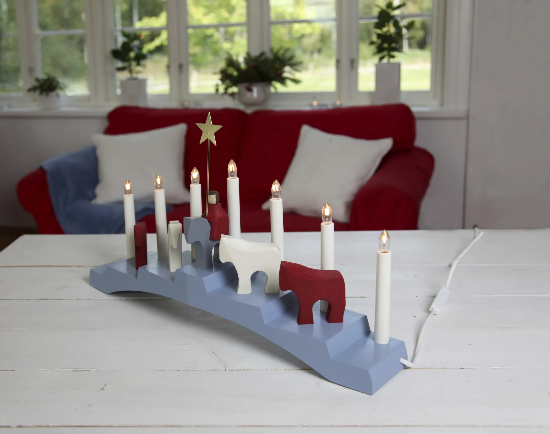 Χριστουγεννιάτικα κεριά με 7 λάμπες, Staffans fålar, Μπλε Star Trading