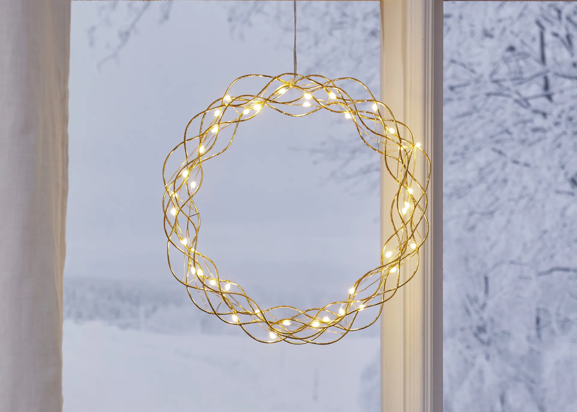 Curly στεφάνι με φώτα LED, 30 εκ, Μπρούτζινο Star Trading