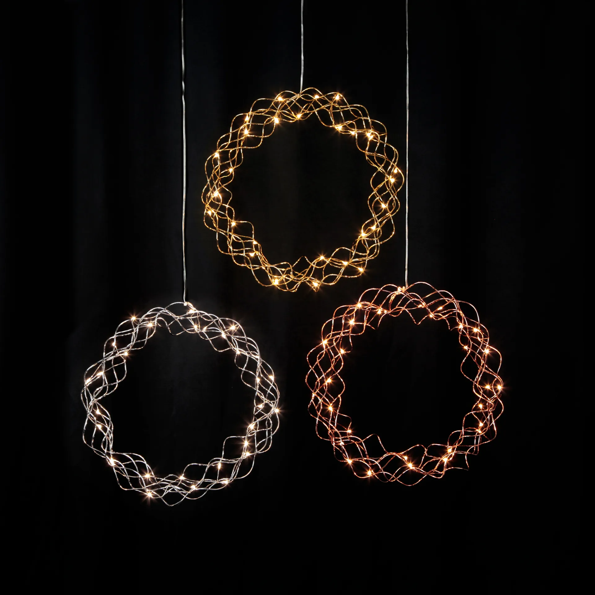 Curly στεφάνι με φώτα LED, 30 εκ, Μπρούτζινο Star Trading