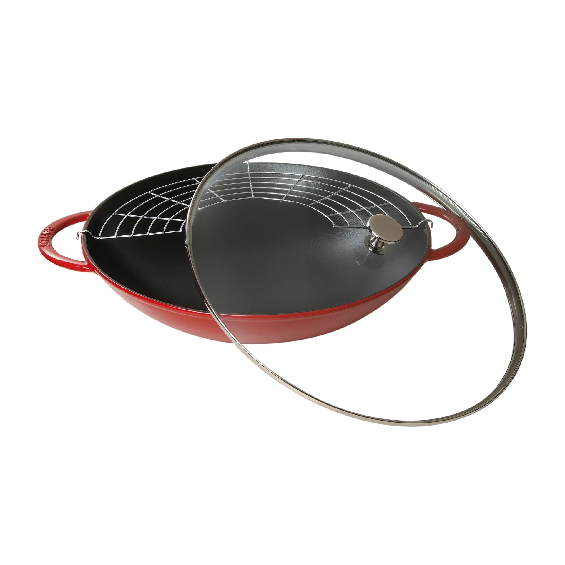 Γουόκ με γυάλινο καπάκι Ø37 cm 0,7 l, Κόκκινο STAUB