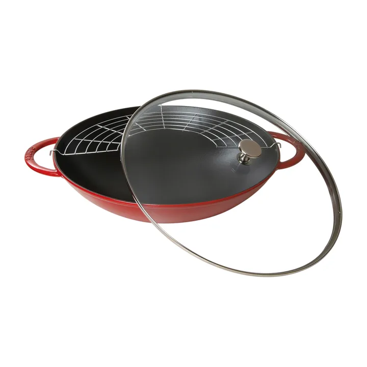 Γουόκ με γυάλινο καπάκι Ø37 cm 0,7 l - Κόκκινο - STAUB