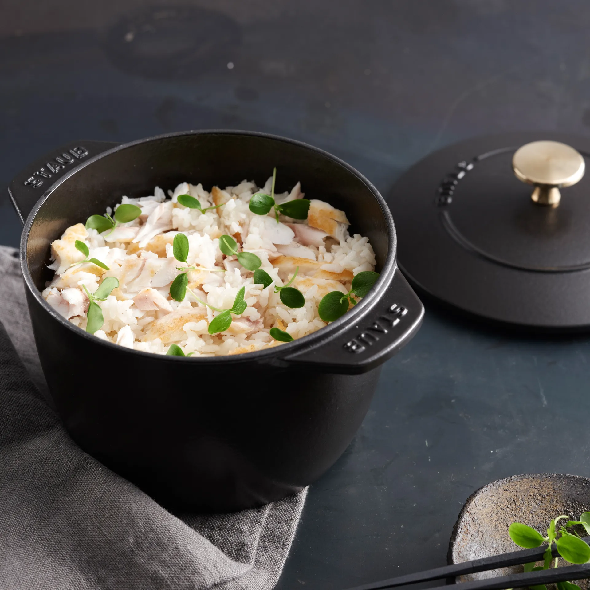 Rice κοκότ από χυτοσίδηρο 1,6 L, Μαύρο STAUB