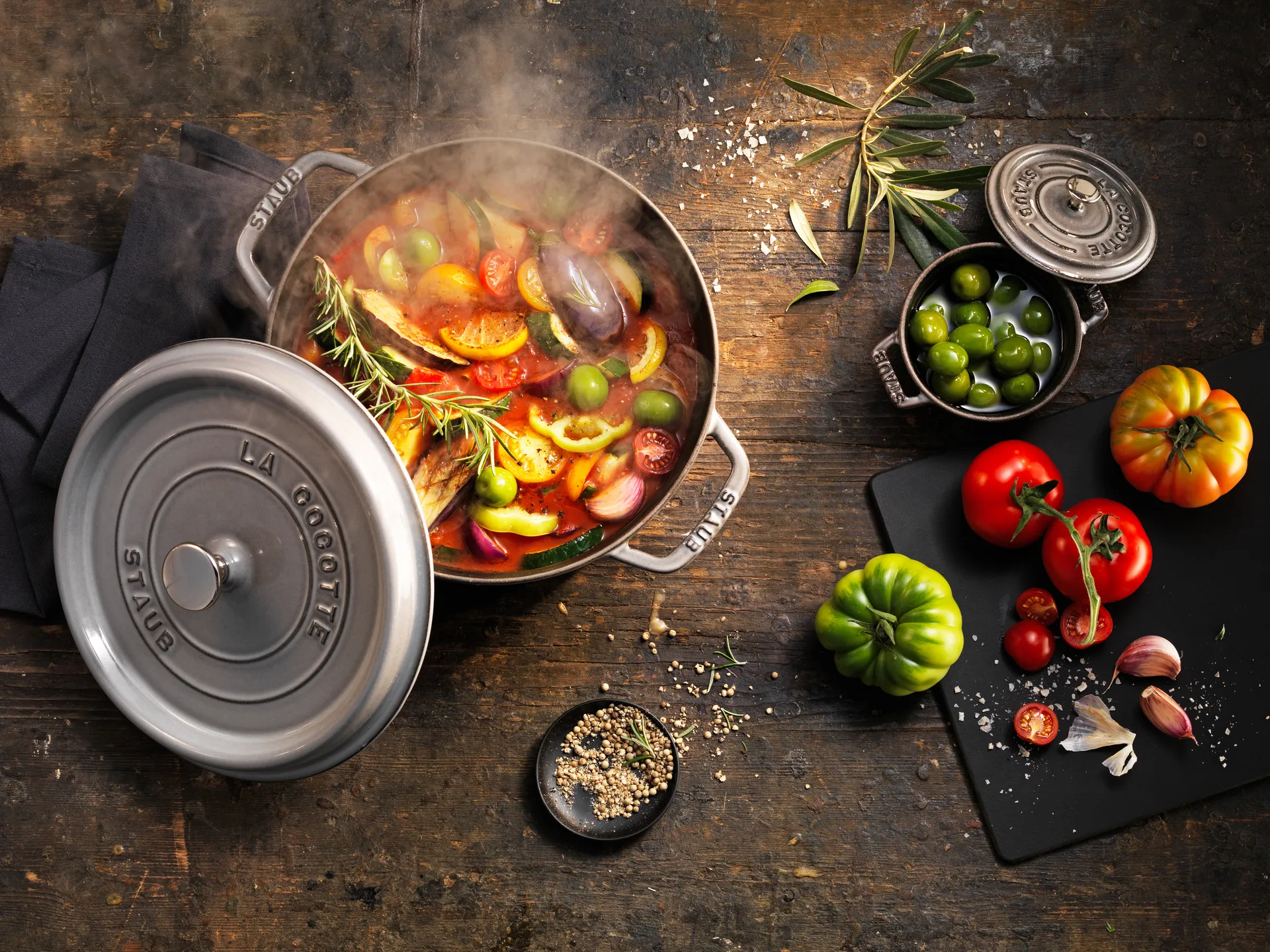 Staub La Cocotte στρογγυλή κατσαρόλα μαντεμένια 12,6 L, Γραφίτης γκρι STAUB