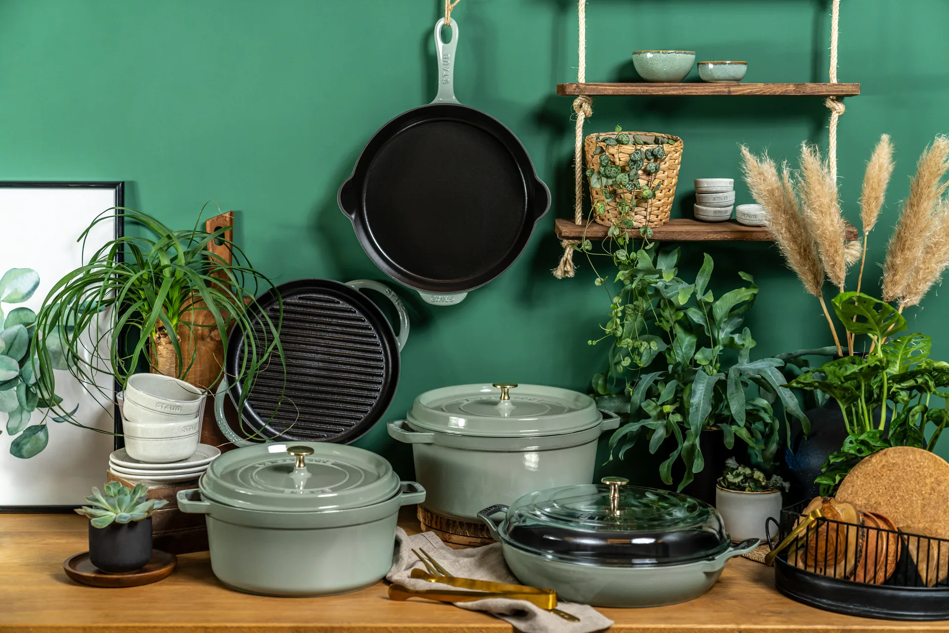 Staub La Cocotte στρογγυλή κατσαρόλα μαντεμένια 6,7 L, Ξύλο ευκαλύπτου STAUB