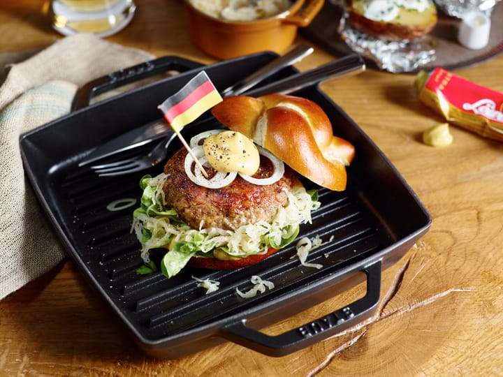 Staub Pure τηγάνι γκριλ χυτοσίδηρο τετράγωνο μαύρο, 23 εκ. STAUB
