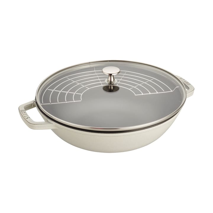 Staub wok τηγάνι μαντεμένιο με γυάλινο καπάκι Ø30 εκ. - White truffle - STAUB