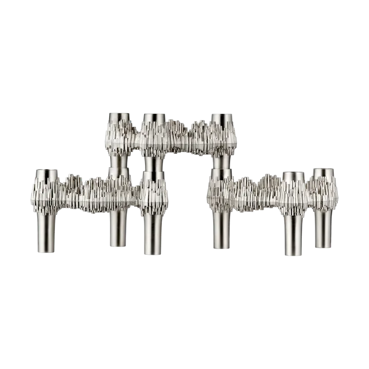 STOFF Nagel Quist κηροπήγιο σετ με 3 τεμάχια - Βουρτσισμένο χρώμιο - STOFF Nagel