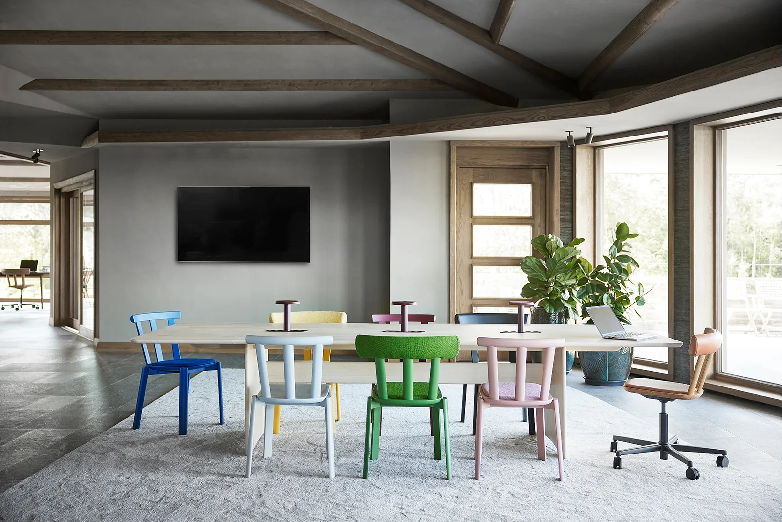 Τραπέζι Alt 320x110 cm σημύδα, Ανοιχτό ματ βερνίκι Stolab