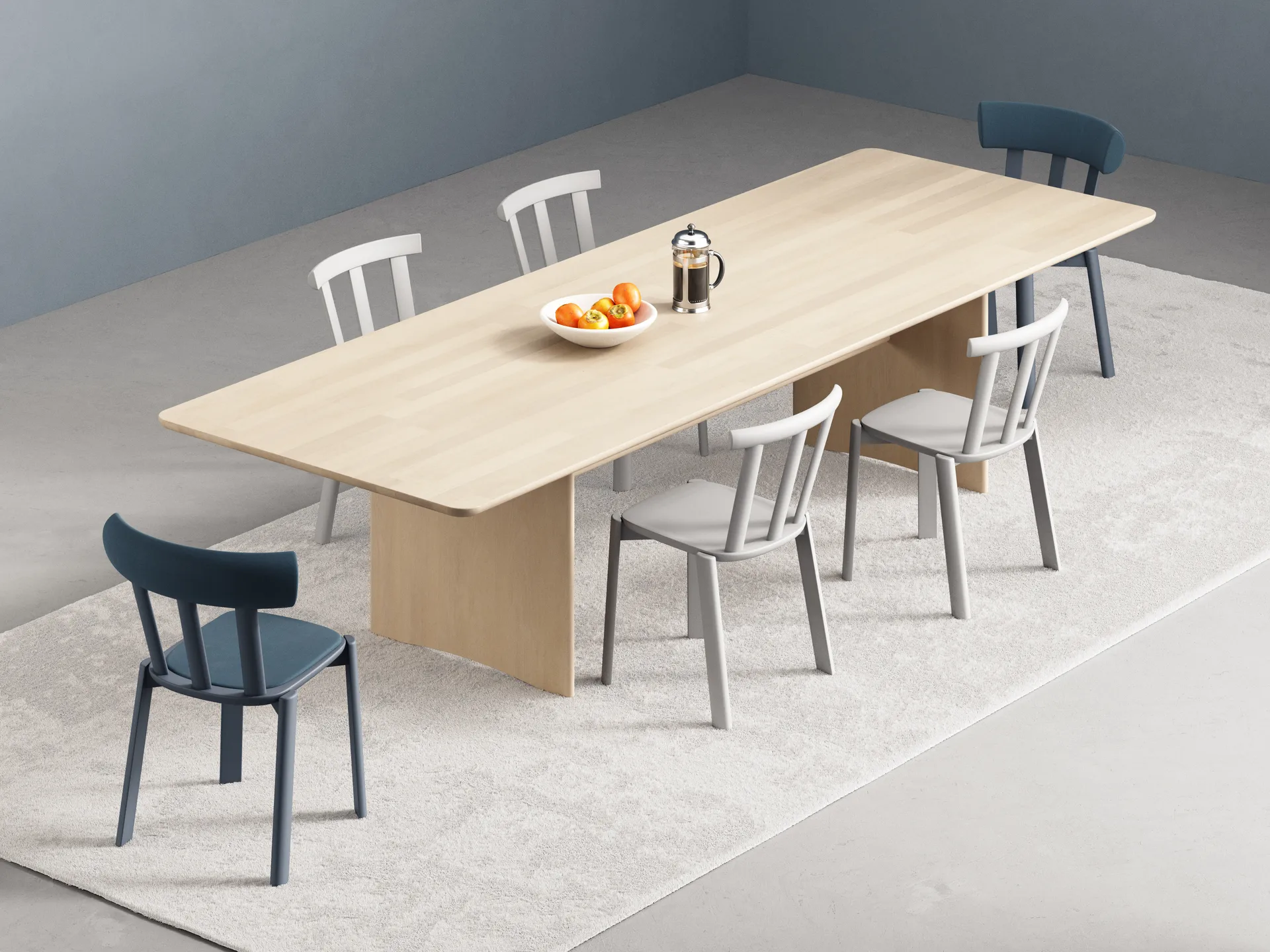 Καρέκλα Alt με επικαλυμμένο κάθισμα από σημύδα, Vidar 4, 733 μπλε-Åska 66 Stolab