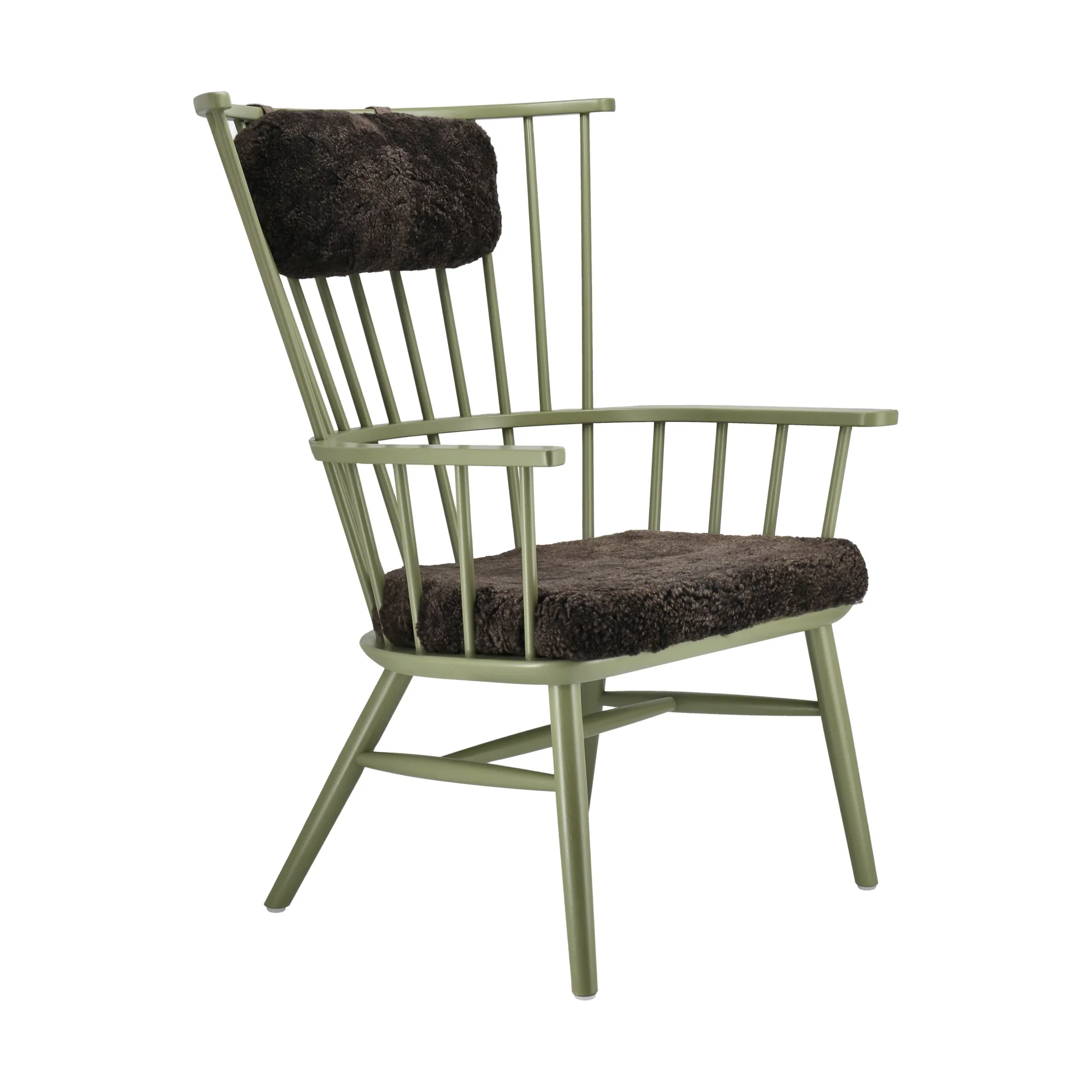 Πολυθρόνα Henriette με μαξιλάρι και μαξιλαράκι αυχένα, Πράσινο της ελιάς-Espresso Stolab