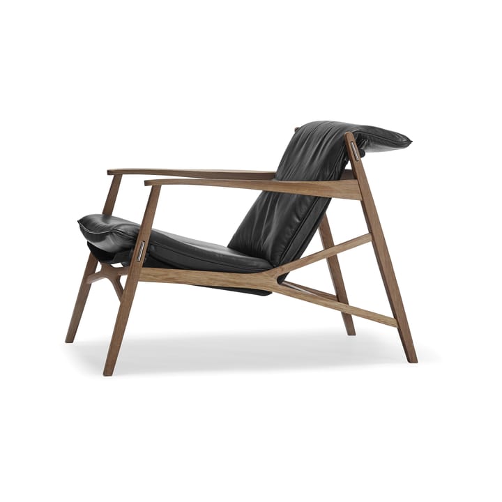 Καρέκλα με μπράτσα, Link - Μαύρο δέρμα-φυσικό/λαδωμένη δρυς-μαύρο καραβόπανο - Stolab