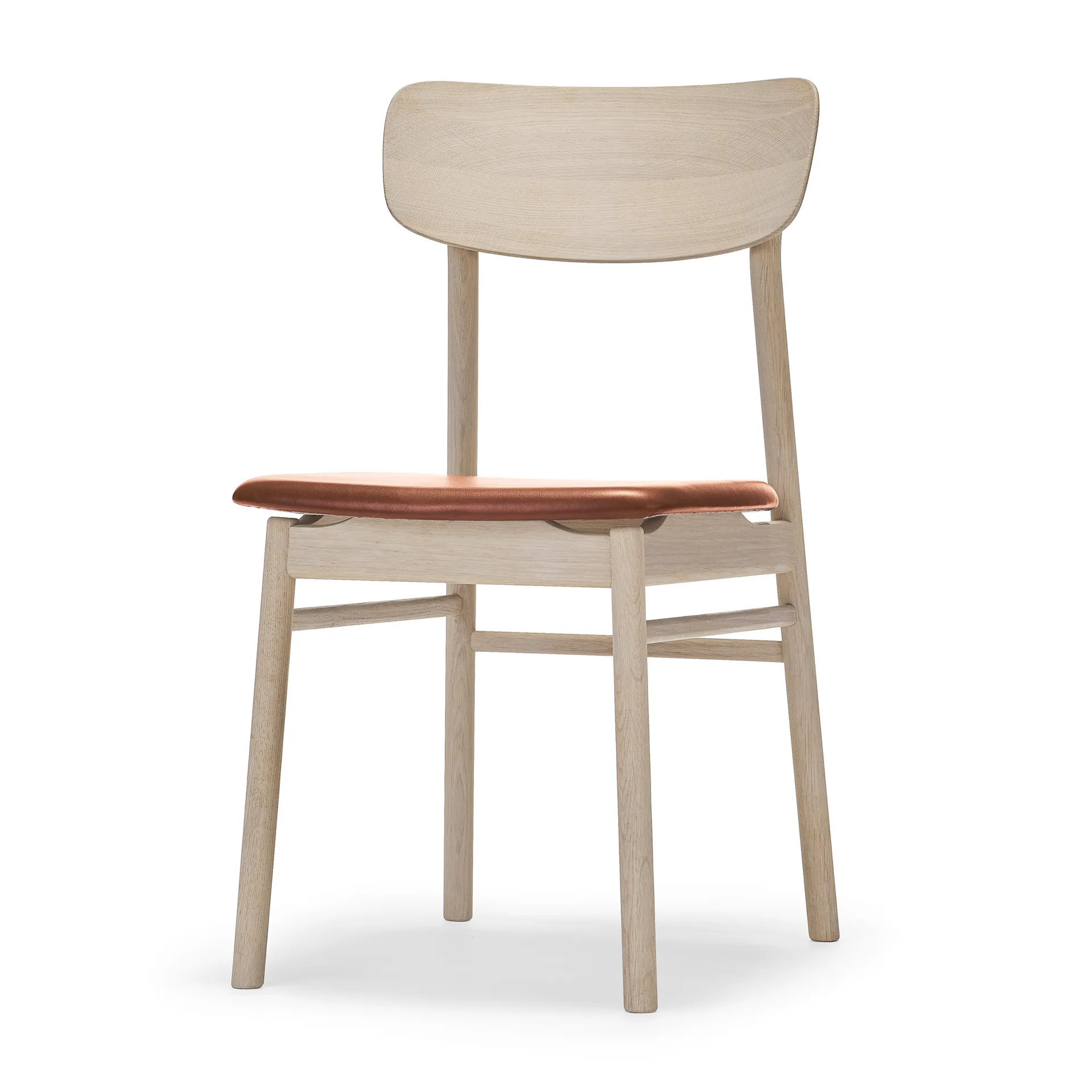 Καρέκλα Prima Vista, Elmotique δέρμα 43807 κονιάκ-σημύδα με ανοιχτό ματ βερνίκι Stolab